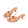Square Head Thin Heel Fish Mouth Fashion Sandals Wish New One-character Open-toed High-heeled Slippers Women's Summer Large Size