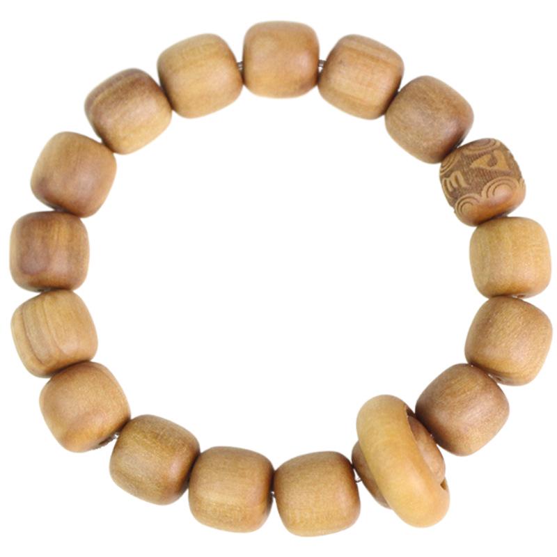 Sandalwood Barrel Bead Bracelet: 12MM Running Ring Buddhist Style