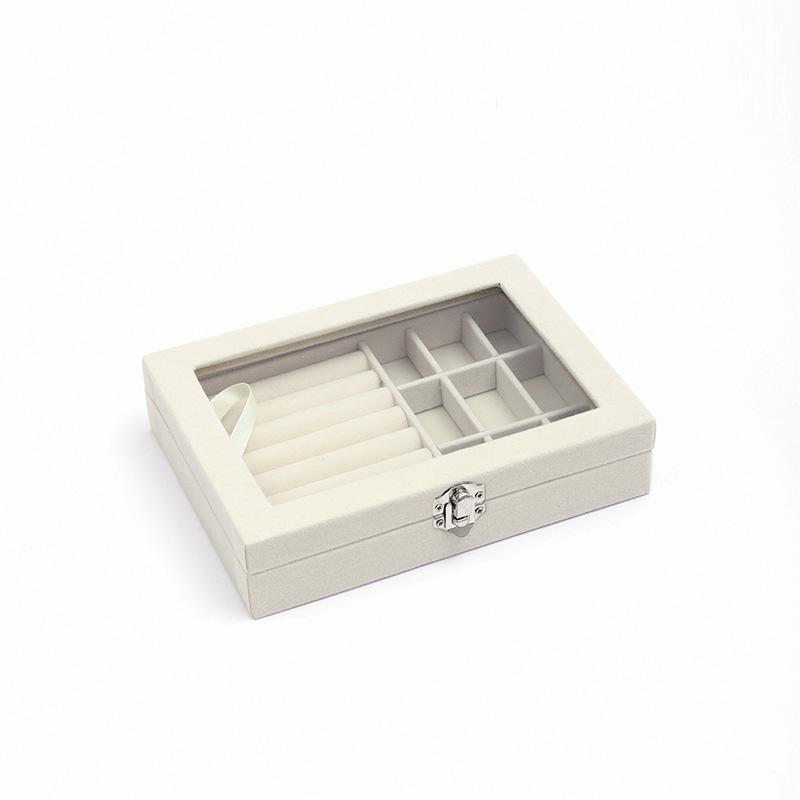 Single-layer Flannel Window-opening Acrylic Jewelry Storage Box, Ring, Earrings, Stud Earrings, Jewelry Finishing and Display Box.