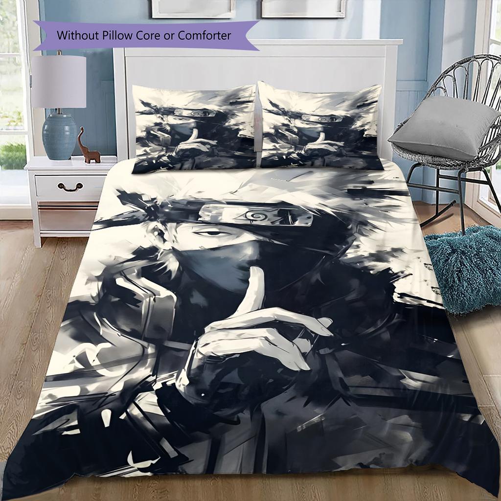 Juego de Ropa de Cama con Estampado de Dibujos Animados Colcha Funda de Colcha Funda de Almohada Decoración del Hogar Regalo de Cumpleaños (1 * funda nórdica + 2 * fundas de almohada, sin núcleo)