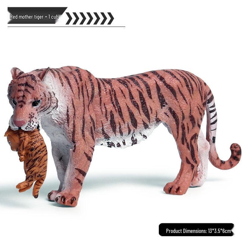 Realistic Mother Tiger with Cub Set: Male and Female Tiger Cubs Figurines