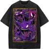 Anime Pokémon Gengar Washed T-shirt Men and Women Summer Cotton Clothing High Quality Round Neck Short Sleeved Tee Streetwear