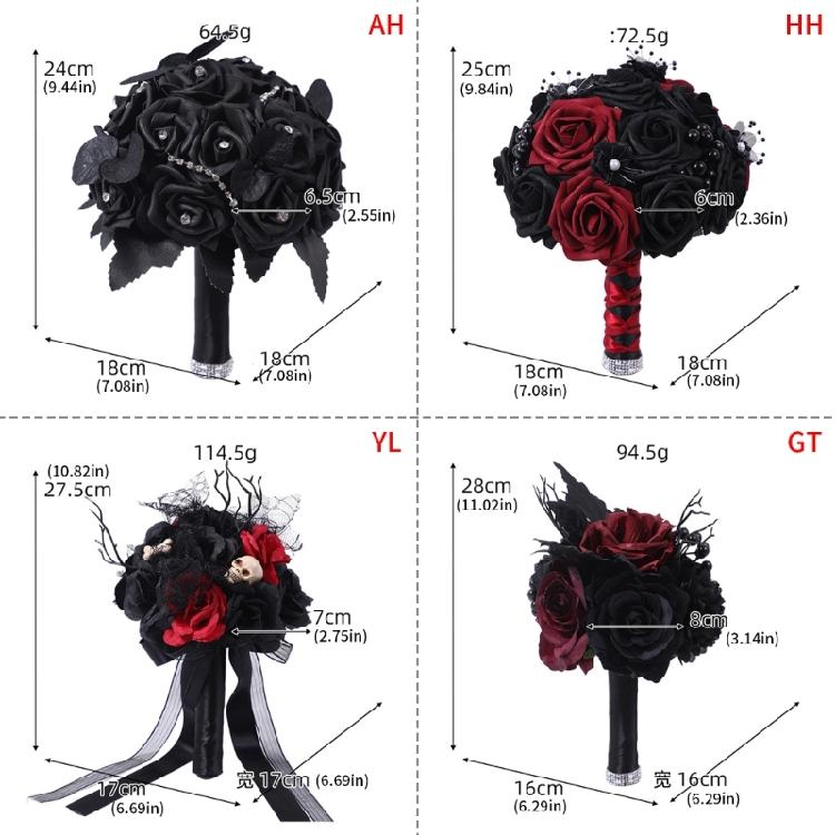 Bridesmaids Bouquet Gothic Flowers Bouquet for Bridesmaids Dark Wedding Bouquet for Halloween Party Ceremony Anniversary