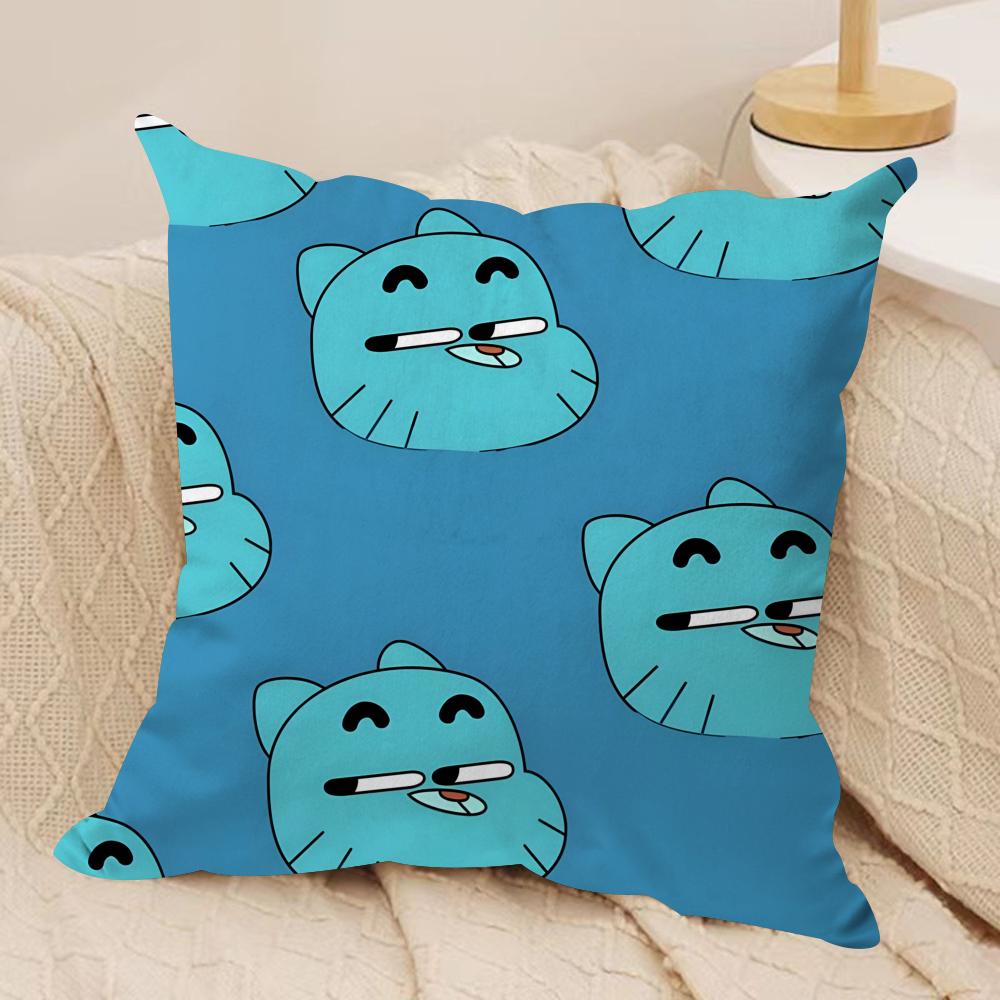 Animation Amazing World Gumball Cushion Cover Soft Plush Fabric DoubleSided Printed Sofa Cushion Cover for All Seasons Decor