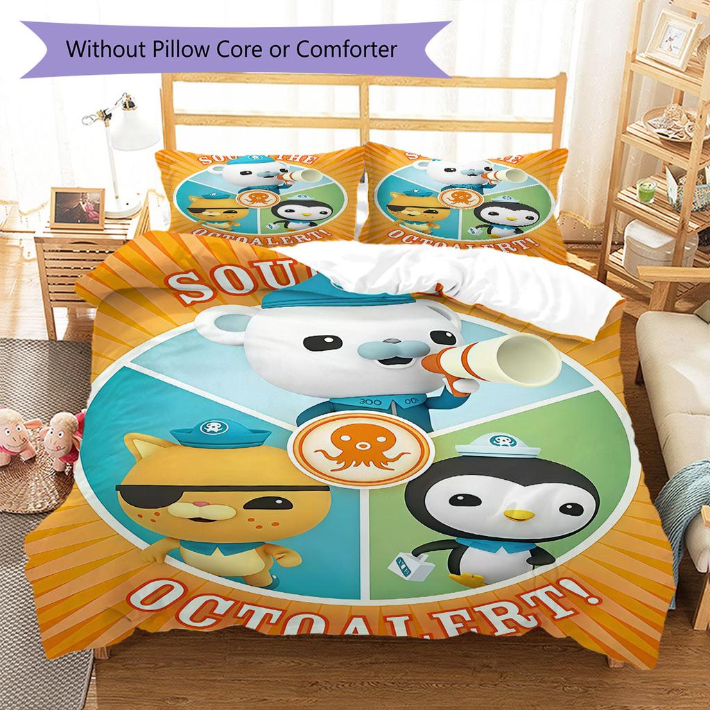 Octonauts Power Bedding Quilt Set Quilt Cover Pillowcase Home Decoration Birthday Gift (1 * duvet cover + 2 * pillowcase, without core)