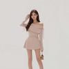 Sweetheart One-Shoulder Bow Tie Lace-Up A-Line Dress for Women - Waist-Cinching Short Skirt, Autumn/Winter Collection.