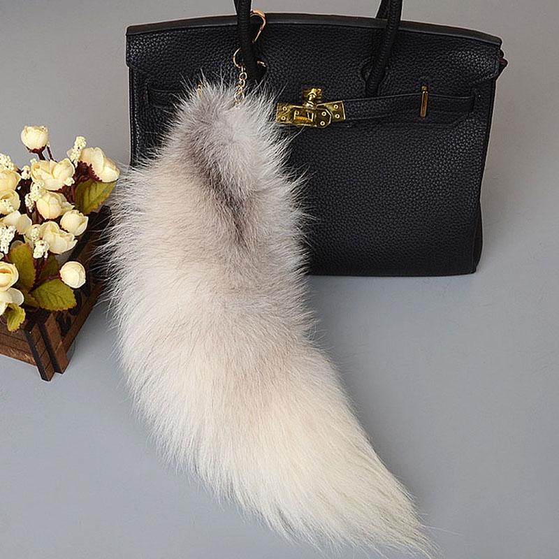 40Cm Large Fox Tail Keychain Soft Fluffy Fur Pom Pom Key Chain For Women Handbag Pendant Fashion Plush Animal Tail Keyring