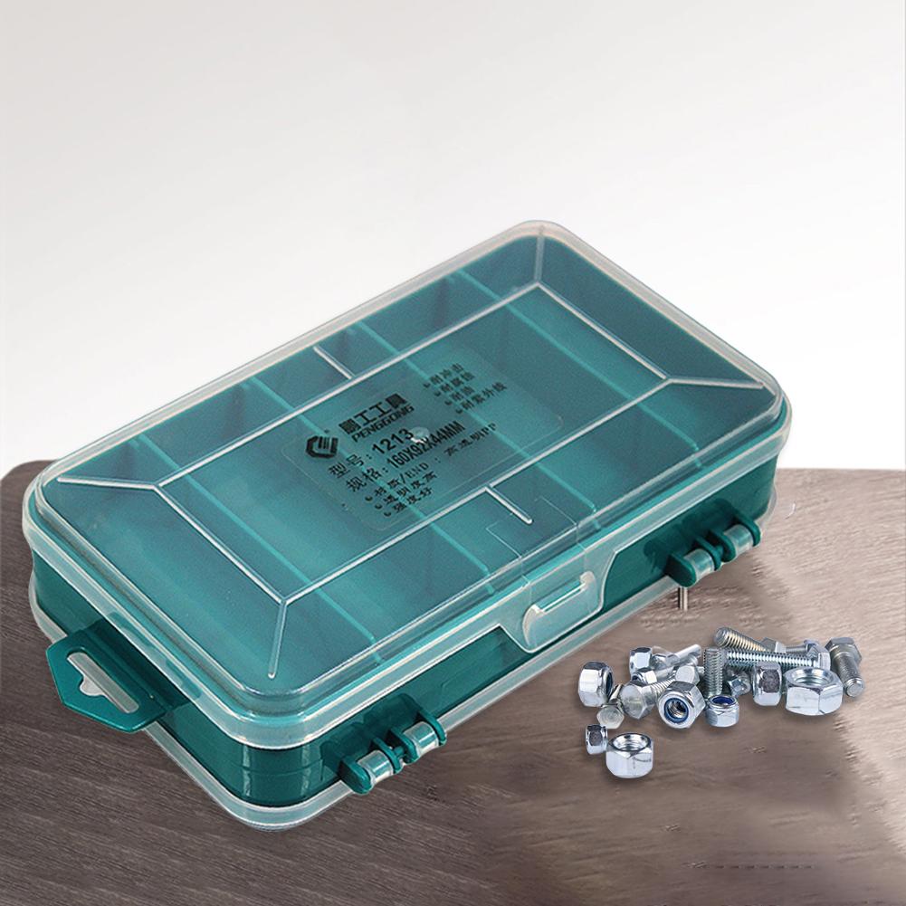 2Pcs Double-Side Hardware Organizer Box Transparent Plastic Tools Box Multifunctional Rectangle Box for Electronic Parts Screw