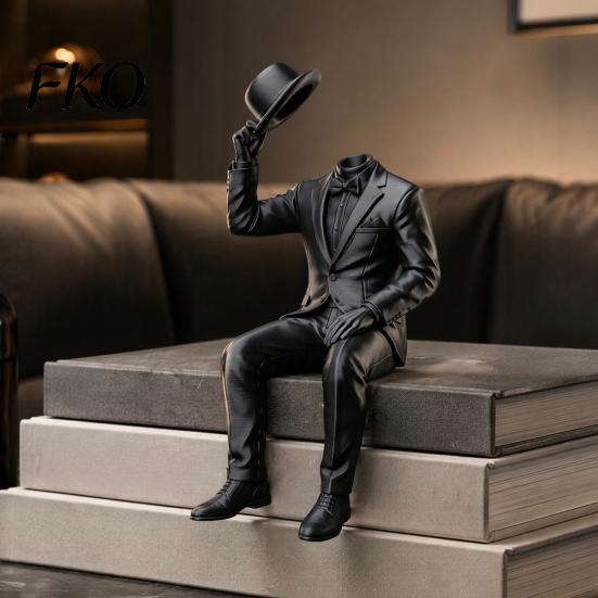 Luxury Interior Design Pieces 3D Printed Sitting Gentleman Ornament, Minimalist Abstract Faceless Figurine, Home Office Decor Aesthetic Art Sculpture