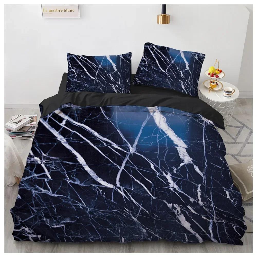 Beding Soft Duvet Cover Set White plus Black Marble 3 Piece-10 -TC Premium Microfiber Down Warm Comforter Comfortable Quilt Cover featuring Ziper