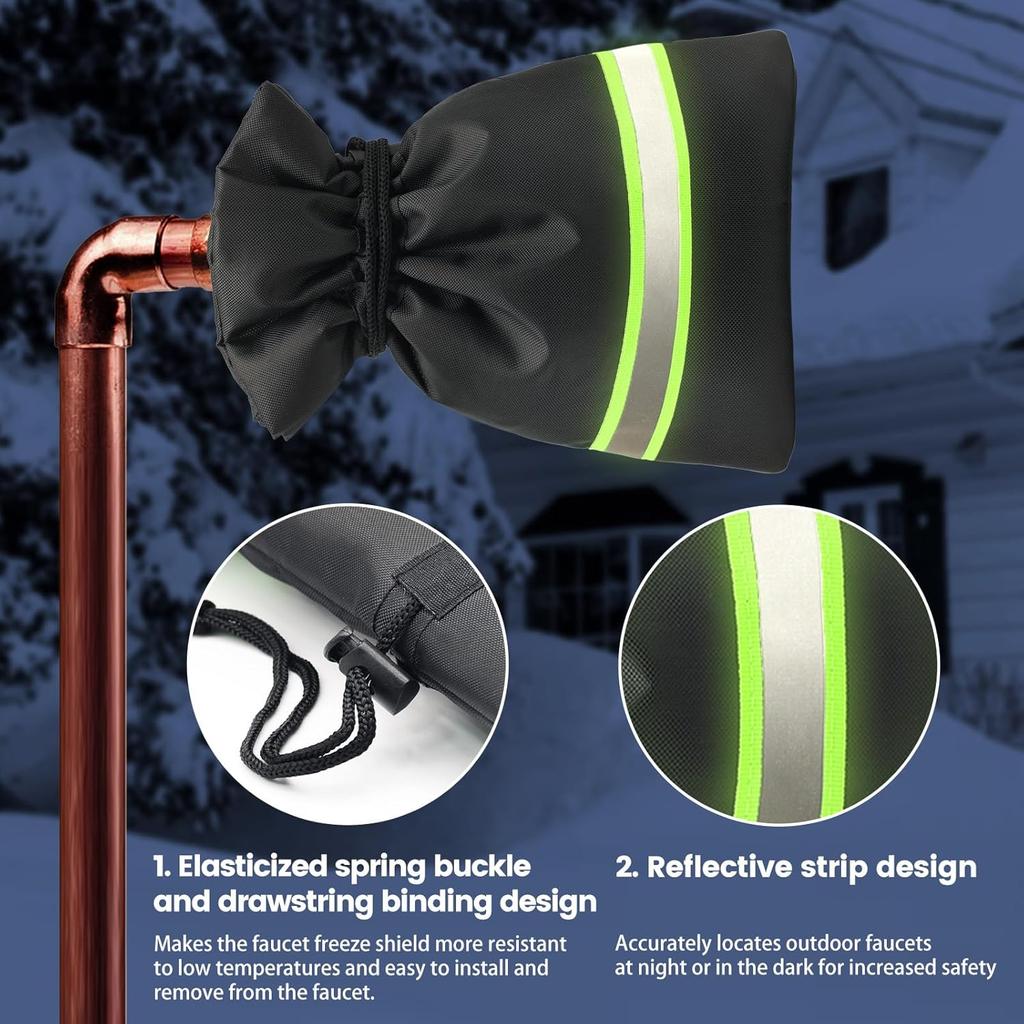 Outdoor Faucet Covers for Winter Freeze Protection, 4 Pack 9" H X 5.9" W Outside Hose Bib Covers for Winter, Thickened Reflective Pipe Wrap