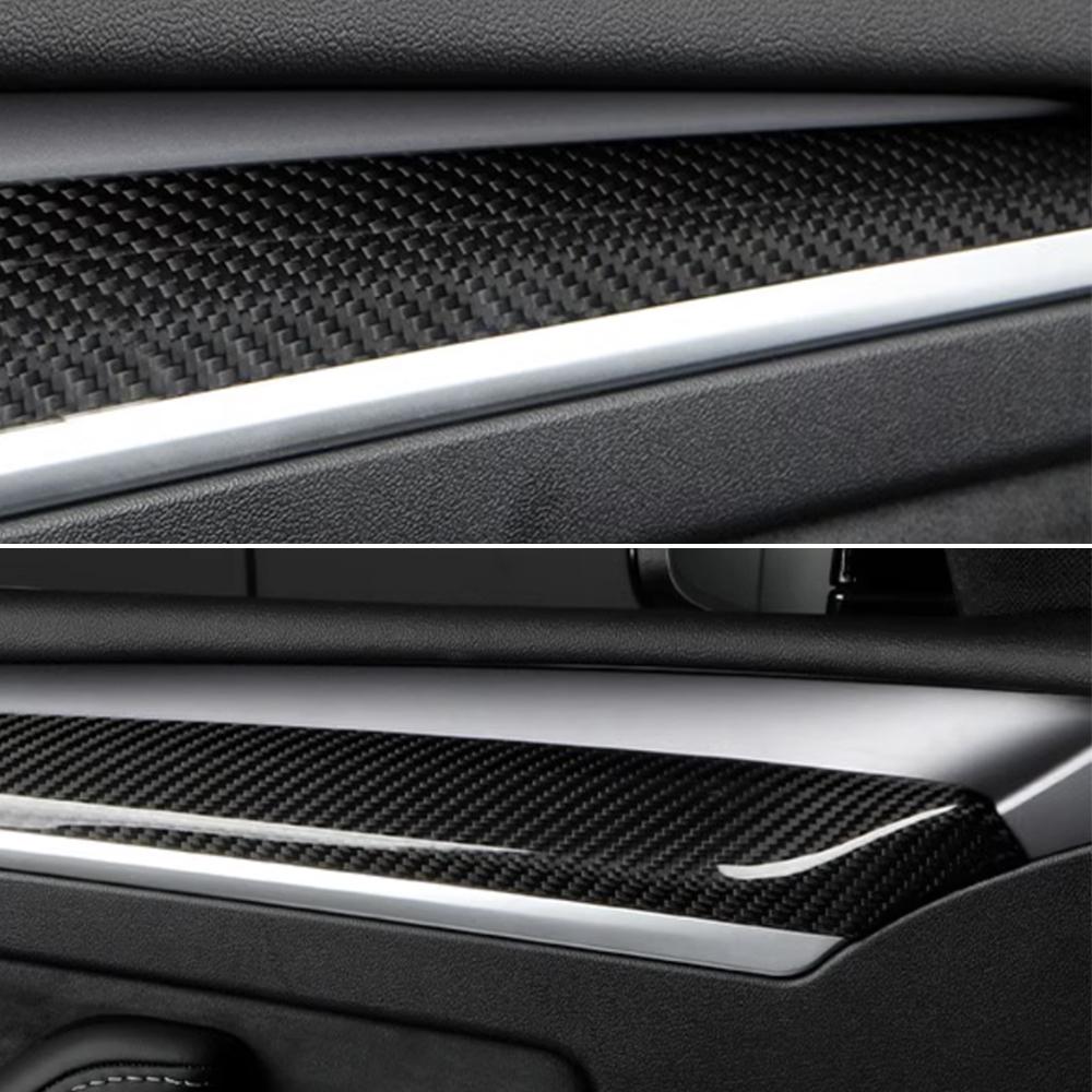 Car Front Door Inner Armrest Panel Cover Trim For Tesla Model 3 2021-2023 Model Y 2019-2023 Real Dry Carbon Fiber Accessories