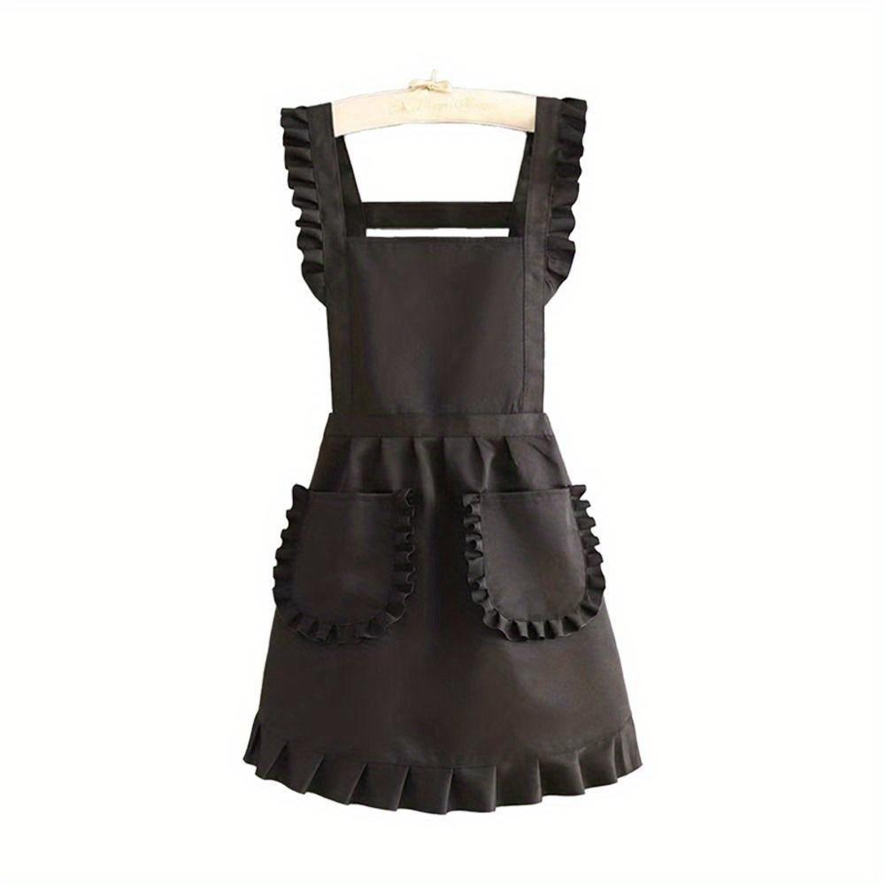 Lovely Cotton Lace Aprons Waterproof Cross Back Cooking Aprons Large Pockets Cute Art Painting Apron for Florist Shop