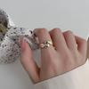 Korean Style Color Block Wave Ring: Women's Retro Fashionable Adjustable Open Ring - Trendy Hip Hop Index Finger Design.