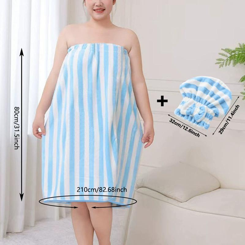 Women's Plus Size Absorbent Comfort Bathrobe and Shower Cap