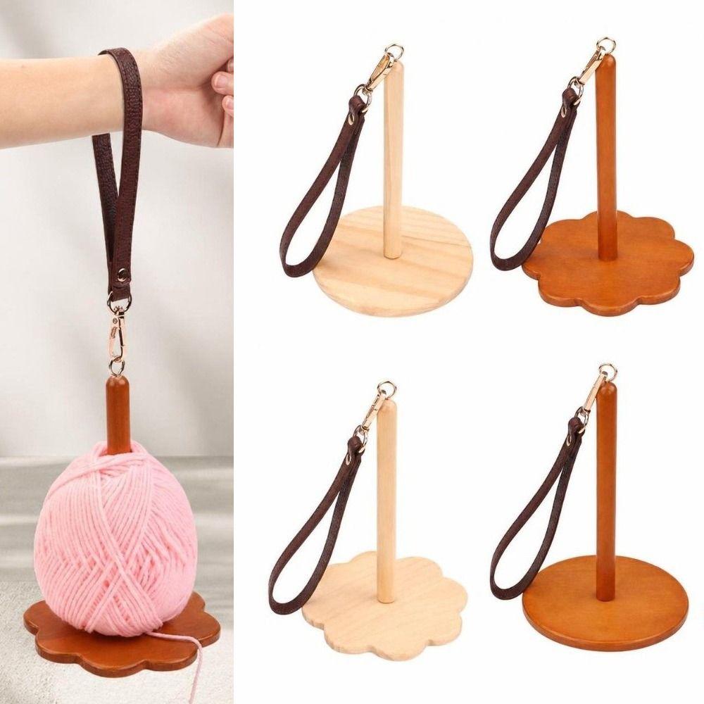 Wooden Yarn Holder Detachable Strap Knitting Accessories Portable Yarn Spool Holder  DIY Sewing Use