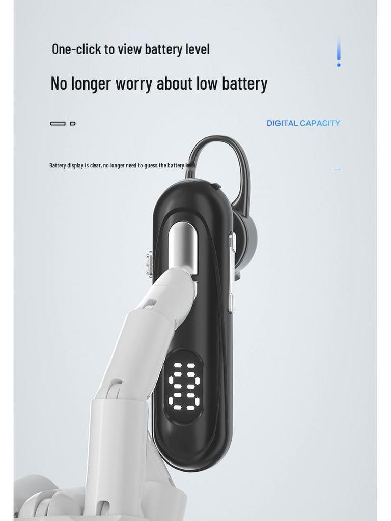 New Wireless Single Ear Bluetooth Headset with Digital Display and Ear Hook, Long Standby, Universal Compatibility.