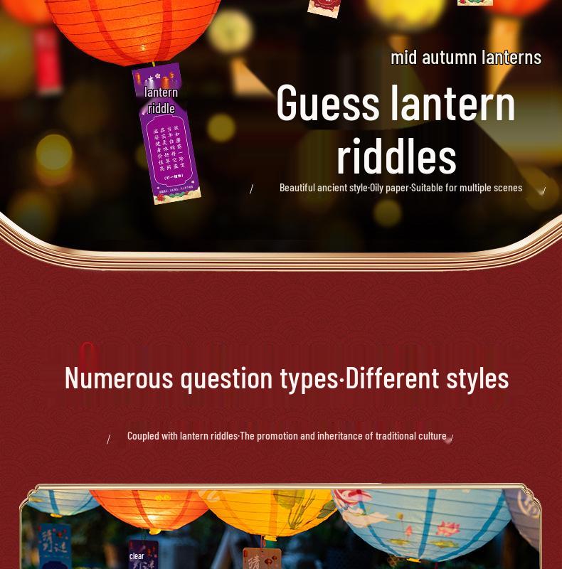 Mid-Autumn Festival Chinese Luminous Flower & Palace Lanterns with Riddle Hanging Ornaments