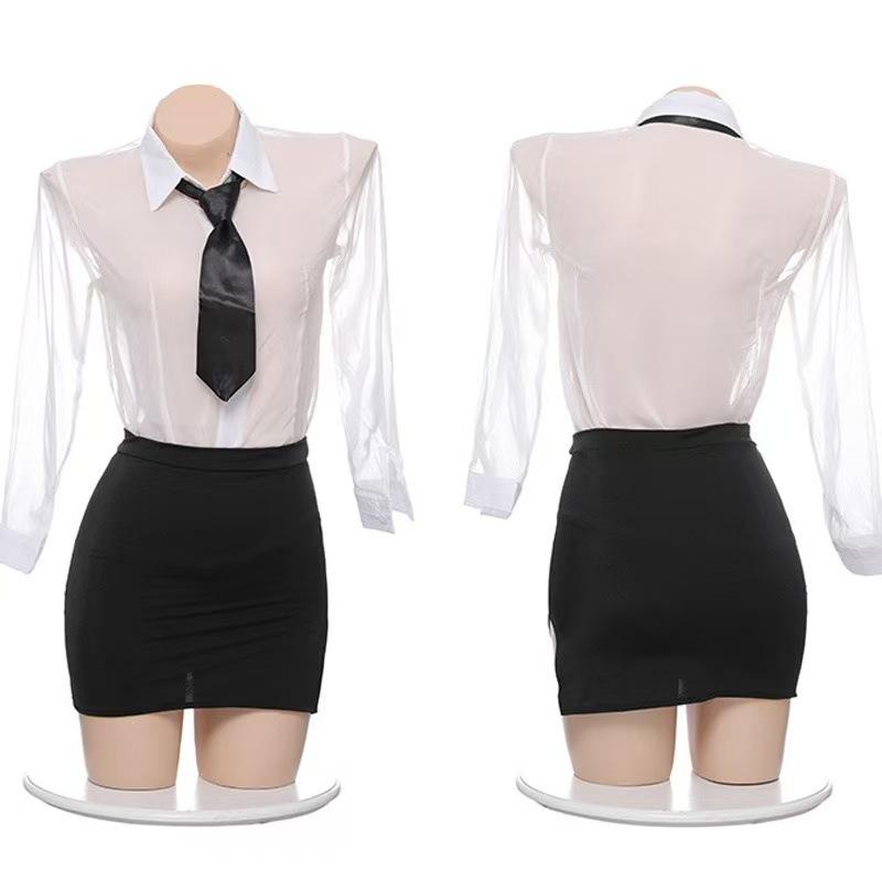 Sexy Lingerie Sexy Tight Milk Hip Secretary OL Uniform Female Teacher Chiffon Secretary Seduction Suit Nightclub