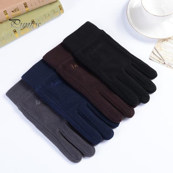 Insulated Winter Gloves 1 Pair Polar Fleece Men Women Warm Outdoor Cycling Driving Windproof Non-Slip Soft Thickened Cozy