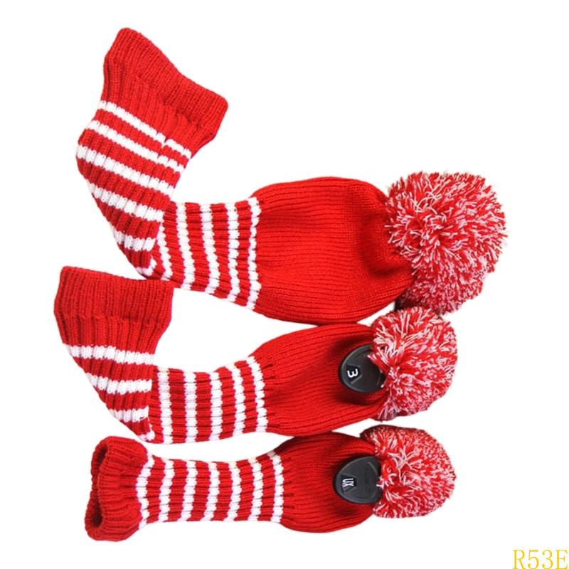 3pcs Golf Club Head Cover Knitted Styles Headcover Leisure Styles Golf Cover for Driver Protection and Longevity