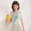 Women's Mulberry Silk Blend Floral Print Short-Sleeve T-Shirt