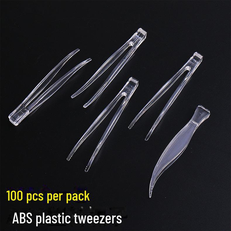 Transparent ABS Plastic Tweezers for Eyelashes & Nail Art - Non-Slip, Slender Design