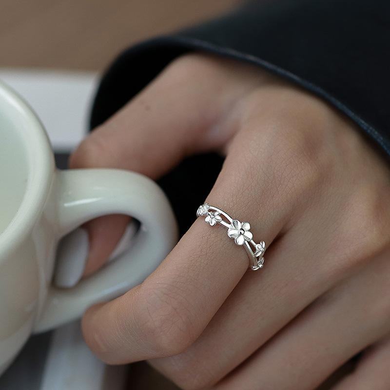 Sweet Double Layer Flower Rings For Women Girl Korean Fashion New Year Jewelry Gift Party Wedding anillos mujer