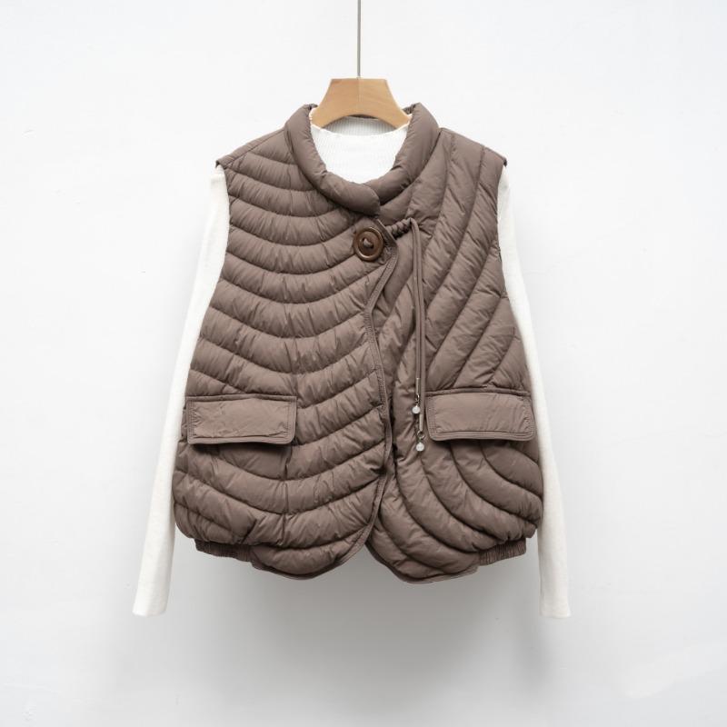 Down vest new national standard 90 down casual autumn and winter light and simple solid color round neck loose coat