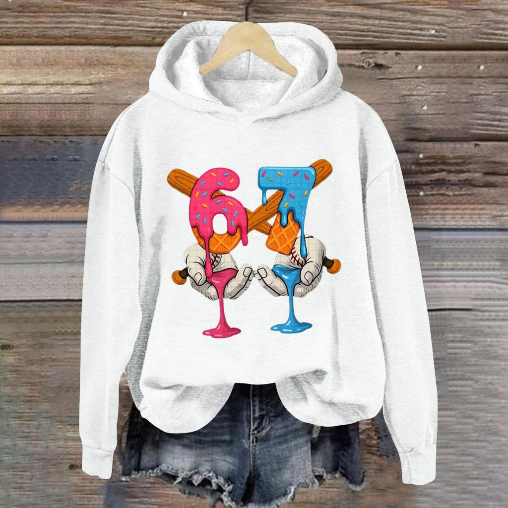 Women's Fashionable Casual Long-Sleeved Printed Hooded Sweatshirt