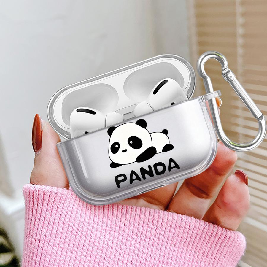 Cartoon-Panda Klare Kopfhörerhüllen Abdeckung für Airpods Pro2 3 1 4 2 Pro3 Pro
