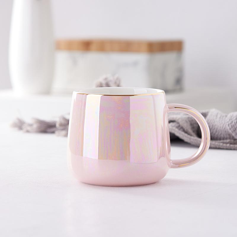 High-Value Ceramic Water Cup With Lid And Spoon, Household High Temperature Resistant Office Small Fresh And Simple Wind Cup