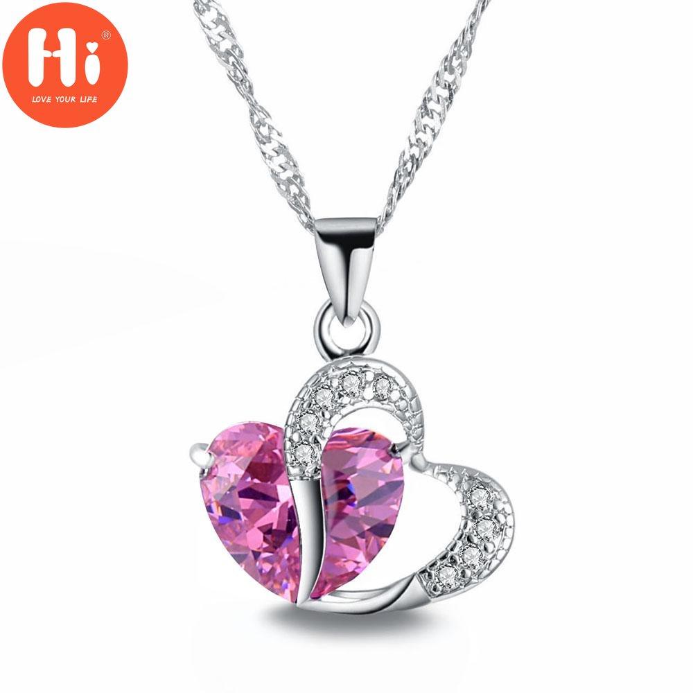 Hi Love Heart Romantic Love Colier nunta Colier cu pandantiv cu cristale pentru femei