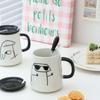 Simple Cartoon Ceramic Mugs Creative Personality Couple Mug Coffee Mug Men's Women's Milk Mugs Home Water Cup Drinkware