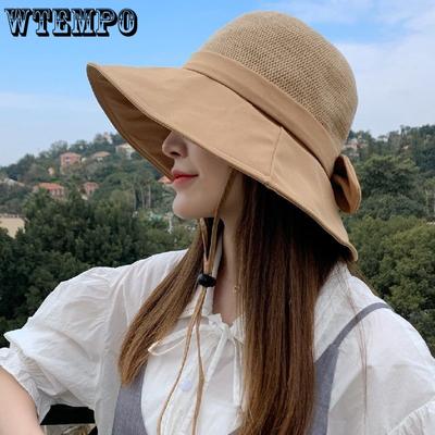 Chapéu de pescador feminino, protetor solar, proteção solar, chapéu de balde, boné