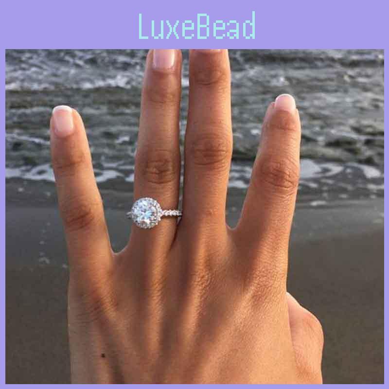 Full Rhinestone Dazzling White Luxury Ring With Silver Plated Micro-embellishments