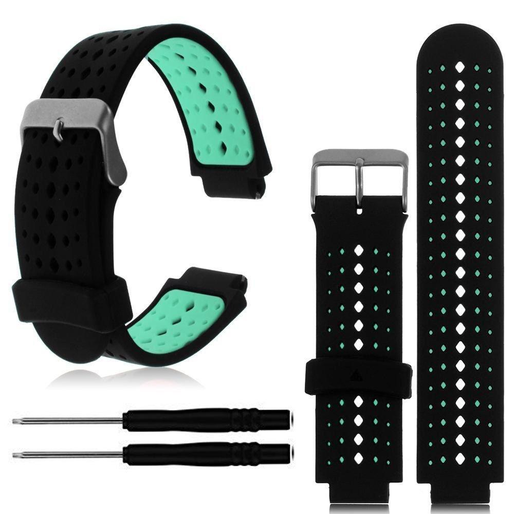 For Garmin Forerunner 220230235620630 Two-color Diamond Hole Silicone Watch Strap Outer Blue