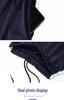 Unisex Dark Blue Striped Summer School Uniform Trousers for Students, Loose Straight-Leg Style