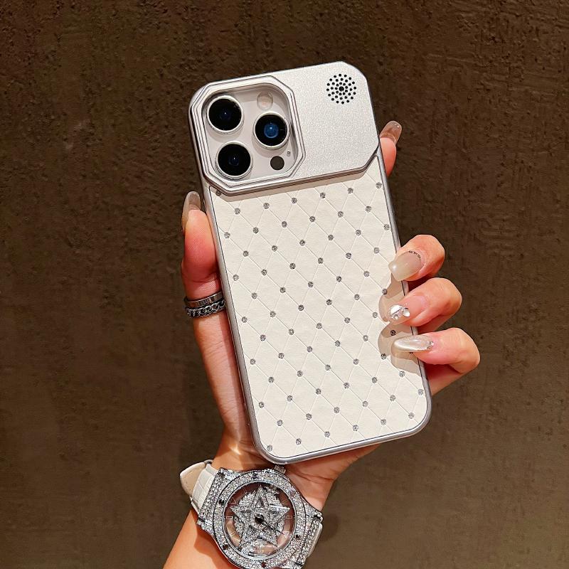 New Diamond Grid Plating Soft TPU Bumper Phone Case For iPhone 17 Pro Max 15 14 16 Pro Max Plus Air Back Cover With Aromatherapy