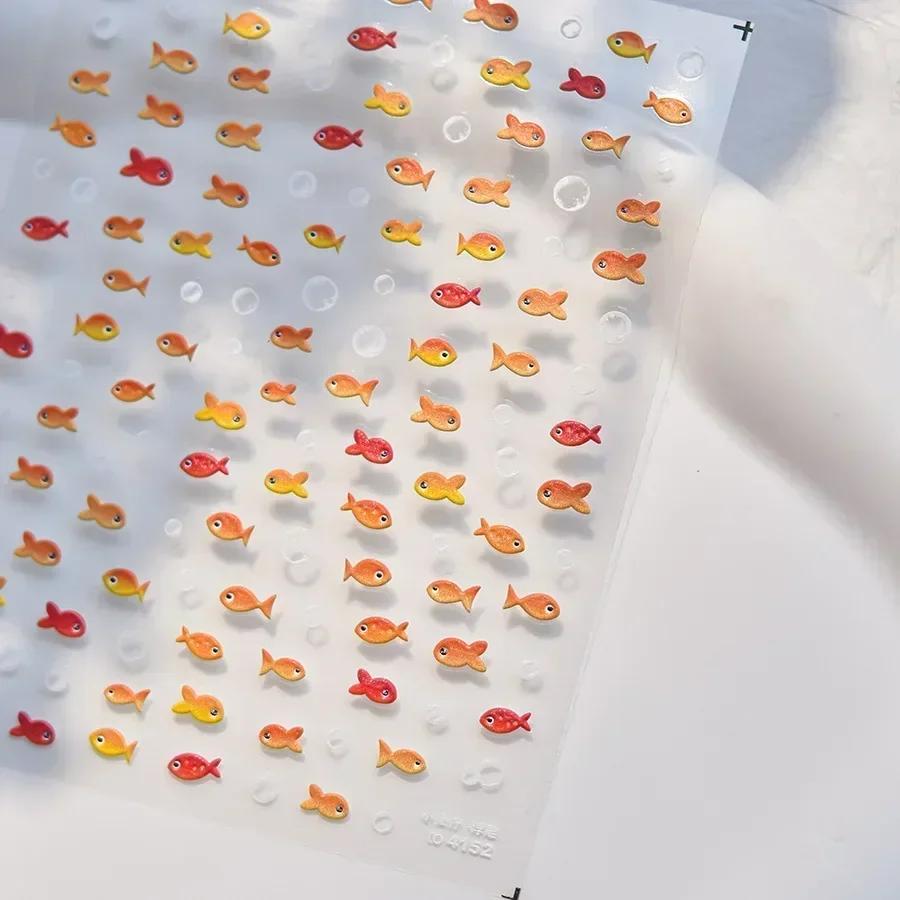 Magical Blow Bubbles Goldfish Bunny Rabbit Cat Kitten Shape Shiny Dreamy Bubbles 5D Nail Art Decorations Sticker Manicure Decal