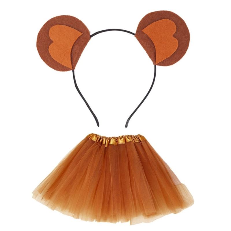 Tier-Cosplay-Kostüm mit Haarband und Rock für Kindergeburtstag Halloween