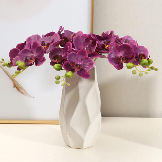 Flores de Orquídeas Artificiales Real Touch Flores Artificiales de Seda Falsa Flor Phalaenopsis Artificial con 5 Cabezas Florales para Decoración Interior del Hogar Mesa de Oficina