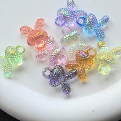 Acessórios de Joia Furo para Pendurar Exquisito Transparente DIY Pulseira Pingente Acrílico 17.5*21mm Colorido 5 Peças Contas Cabeça de Coelho Galvanizado UV