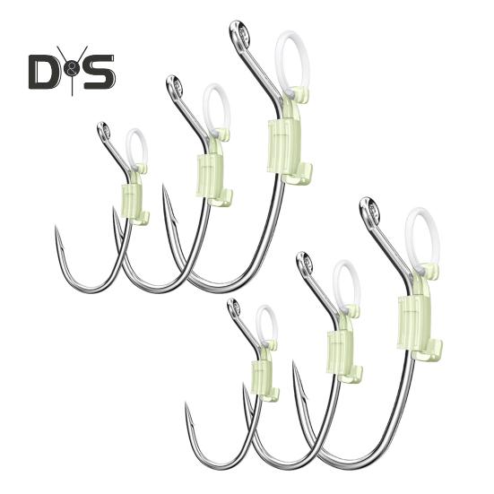 6/12/24Pcs Luminous Live Shrimp Fixing Hook Heavy Duty Metal Barbed Fishhook Freshwater Saltwater Catfish Bass Fishing Hook Fishing Accessories