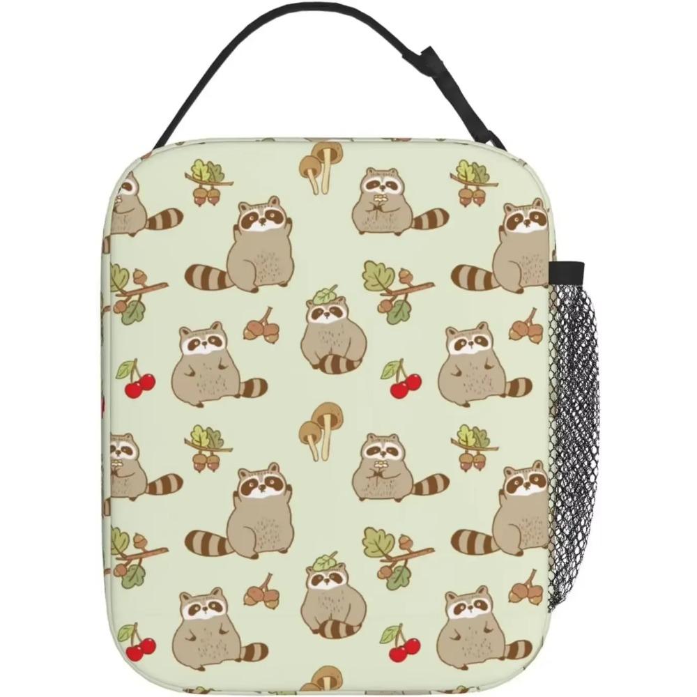 Raccoon Lunch Box Insulated Soft Bag Reusable Cooler Bag for Women Men Work Picnic Hiking Lunch Bag One Size Tote with Lunch Bag