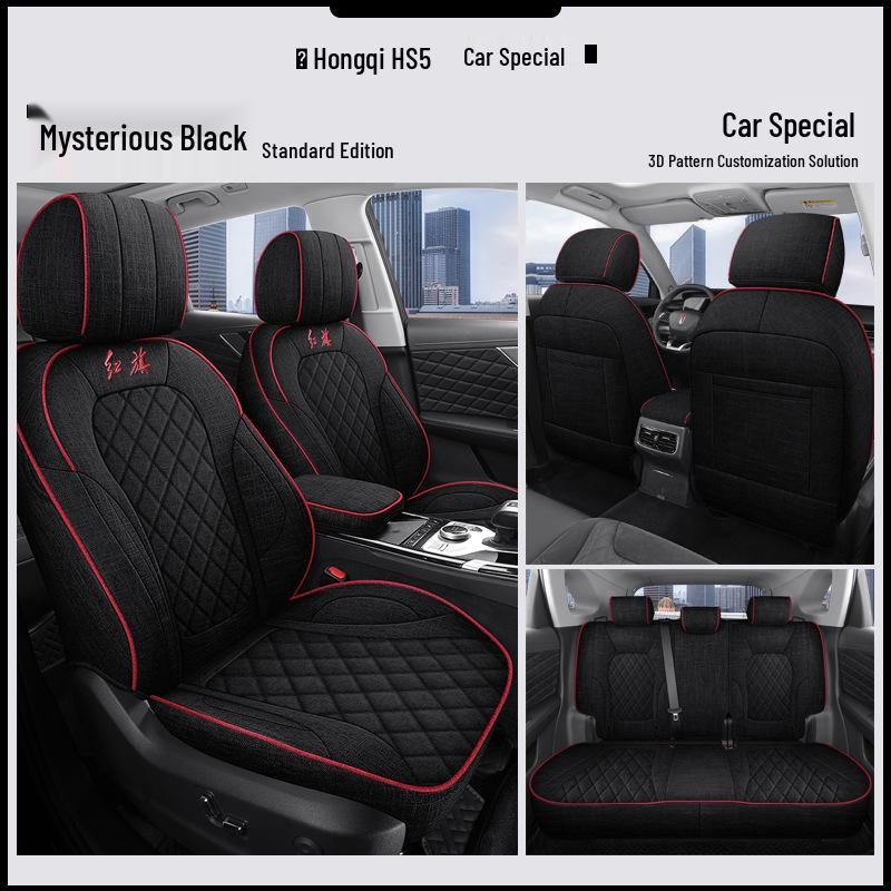 Hongqi HS5 Universal Car Seat Cover - Four Seasons Linen Fabric Full Coverage Cushion