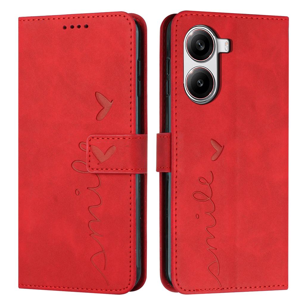 For Xiaomi Redmi Turbo 4 5G/Poco X7 Pro 5G Case Viewing Stand PU Leather Phone Cover Imprinted Heart Pattern