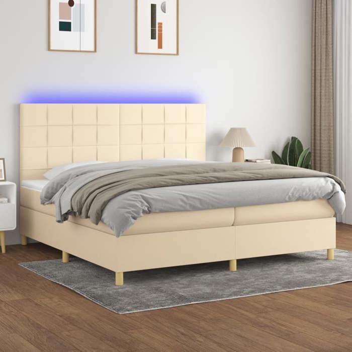 VidaXL Slat Bed Base with Mattress and LED, Upholstered Bed, Double Bed, Adult Bed for Interior Bedroom, 3135466