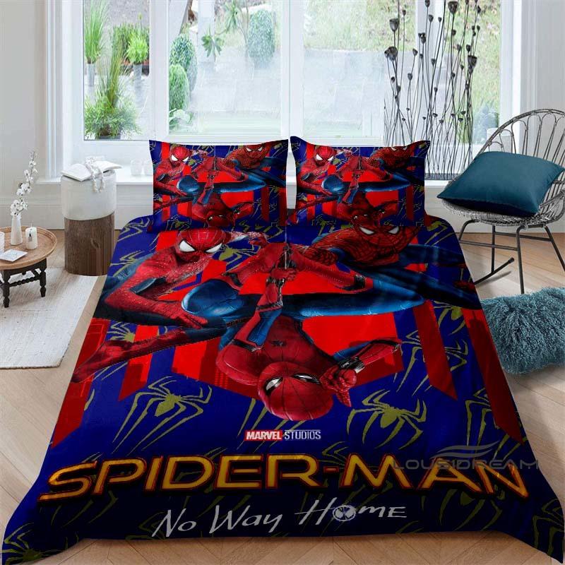 Cartoon pattern duvet cover and pillowcase bedding set, bedroom decoration for boys and girls, Spider-Man themed gift for childr