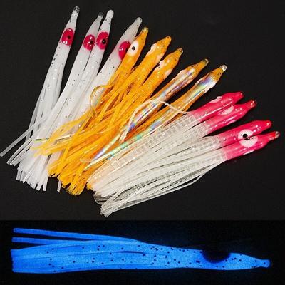 New 10pcs Luya Luminous Soft Bait Laser 8cm Needle-shaped Octopus Fake Bait Luminous Blue Bionic Bait